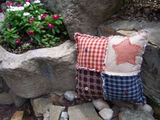 Frontier Primitive Red Star Rag Pillow Country American  