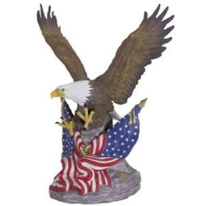   Eagle with American Flags Sculpture in Fine Porcelain   Aspen Country