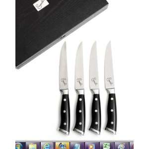  Emerilware Set of 4 Jumbo Steak Knives in Handcrafted Wood 