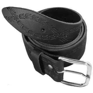 Z006 Mens black wide embossed leather belt size XXXL  