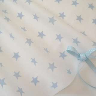 STARS   WHITE AND BABY BLUE COTTON   FABRIC RETRO  
