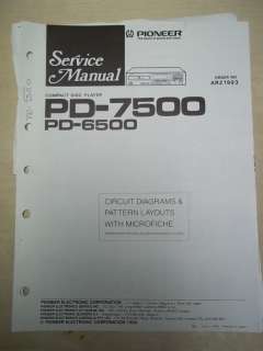 Pioneer Service Manual~PD 7500/6500 CD Player~Original~Repair  