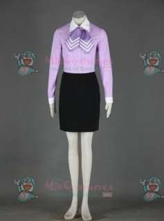 Black and Purple Airline Stewardess Uniform Cosplay Costume