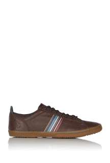 Paul Smith Shoes  Brown Washed Leather Web Osmo Plimsolls by Paul 