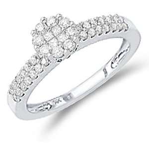 Size   9.5   14k White Gold Diamond Engagement Solitaire Style Center 