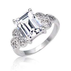   Silver Emerald Cut Classic CZ Celtic Knot 3ct Engagement Ring Jewelry