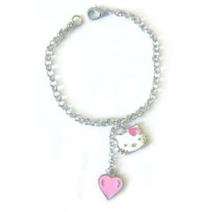  Kitty Charm Bracelet with Hanging Heart Charm Jewelry