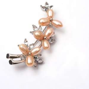  pink pearl white gold plated flower brooch pins 25x60mm 