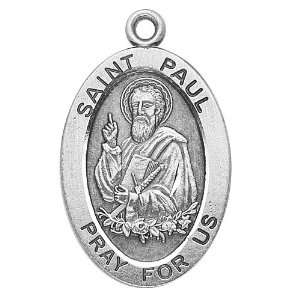  Sterling Silver Oval Medal Necklace Patron Saint St. Paul 