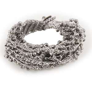   Closure Beaded Dark Gray Nylon Multi Layer Bracelet for Woman Jewelry