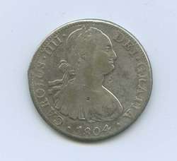 1804 Mexico 8 Reales Carolus IIII Mo T.H. Pillar Dollar Silver  