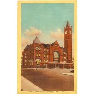 1940s Vintage Railroad Postcard Union Station   Indianapolis Indiana