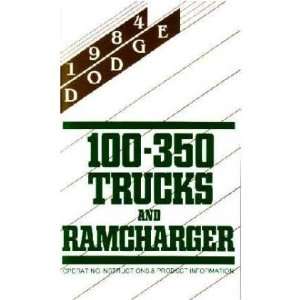 1984 DODGE RAM TRUCK RAMCHARGER Owners Manual Guide