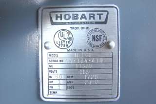 Hobart H600 60 Qt Quart 115V Planetary Bakery Pizza Dough Mixer Out Of 