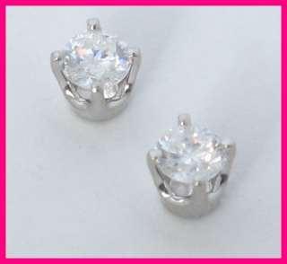 14k White Gold Round Diamond Solitaire Stud Earrings .44ct  