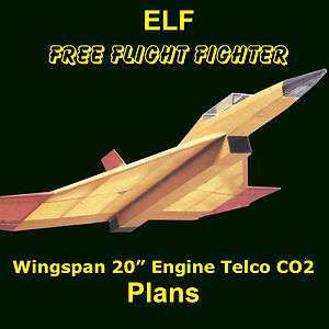 FREE FLIGHT FIGHTER FOR TELCO CO 2 MOTOR MODEL AIRPLANE PLANS & NOTES