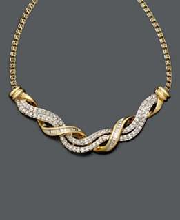 14k Gold Necklace, Diamond Swirl Twist (1/2 ct. t.w.)   Necklaces 