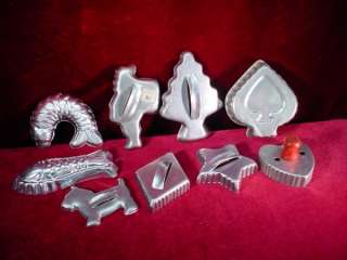 LOT Vintage 1950s ALUMINUM COOKIE CUTTERS Toys MOLDS Silver Metal OLD 