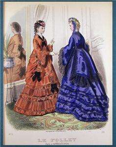 1870 Fashion Plate Le Follet Paris WALKING DRESSES  