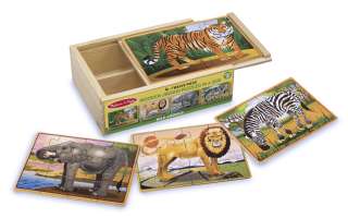   set includes four wooden 12 piece wild animal jigsaw puzzles a zebra a