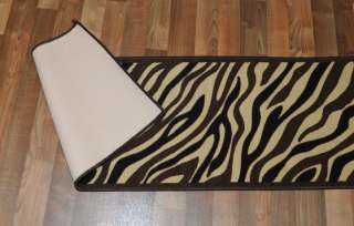 Rubber Back Zebra Animal Print Soft Area Rug 20X59 Runner (Area Size 
