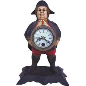  Antique Fantastic French Captain Cast Iron Mantle Clock 