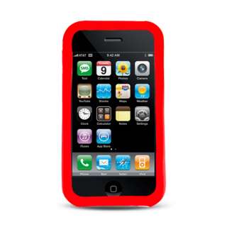 For Apple iPhone 3G 3GS Cell Phone Solid Red Rubber Silicone Skin Gel 