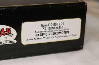 Atlas Master Series Gold HO 6351 GP40 2 Locomotive CSX #10000405 