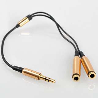 5mm Male to 2Female Audio Adapter Splitter Gold Cable  