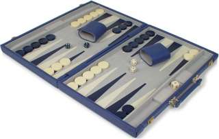 Backgammon Set Blue Leatherette   Medium  