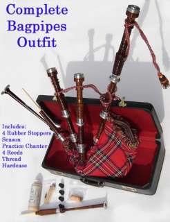MAS HIGHLAND Full Size Bagpipes W/Case/Chanter & MORE  