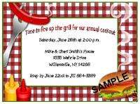 BBQ PICNIC, REUNION COOKOUT, BIRTHDAY PARTY INVITATIONS  