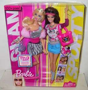 789 NRFB Barbie Fashionistas Glam Sporty 2 Doll Set  