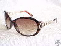AUTHENTIC GUESS GU6510 Lt. Brown Gold Crystal Logo Womans Shades 