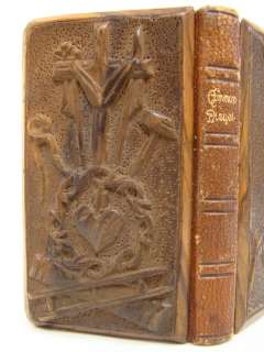COMMON PRAYER Hand Carved Binding MINIATURE Antique Wood & Leather 