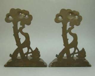   Antique Hubley Gazelle 410 Art Deco Bronze Finish Cast Iron Bookends