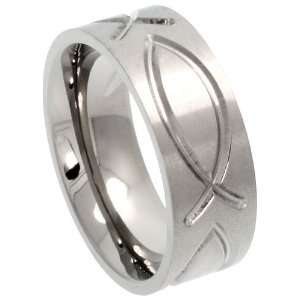 High Grade Titanium 8mm (5/16 in.) Comfort Fit Flat Wedding Band Ring 