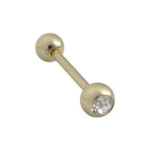    GOLD Plated Tongue Ring with GEM Barbell Rings Stud Jewelry