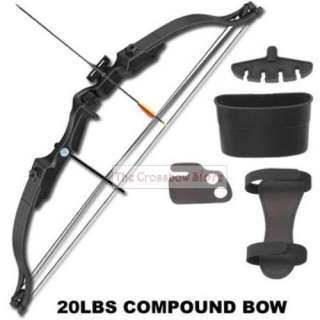 20 lbs 22 Black Youth Compound Bow Set 2 Arrows  