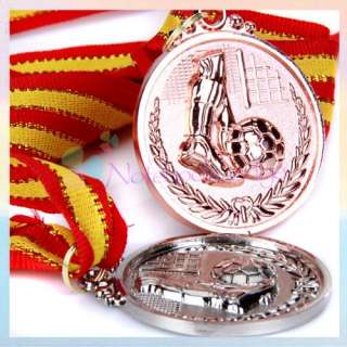 Football Soccer Stars Award Medal Trophy w/Neck Ribbon  