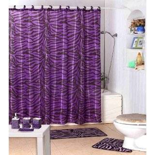 Shower Curtain Kids Jungle Safari Purple Zebra Design with Decorative 
