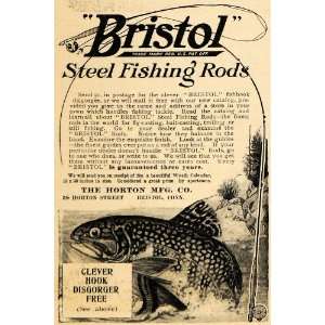 1910 Ad Bristol Steel Fishing Rods Hook Disgorger 
