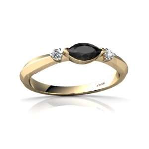  14K Yellow Gold Marquise Genuine Black Onyx Ring Size 4 Jewelry