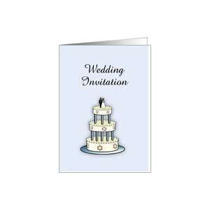 Wedding Invitation with African American Bride and Groom cake topper 