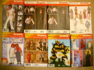 SIMPLICITY MISSES MENS CHILD TEEN COSTUME PATTERNS 30 STYLES ALL SIZES 