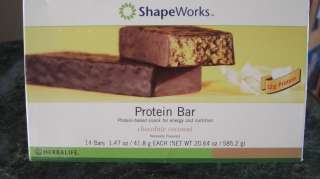   HERBALIFE CHOCOLATE COCONUT BARS 14 BARS 1.47oz per bar 12g protein