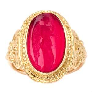   Tagliamonte   14k Yellow Gold Red Venetian Cameo Ring, Size 7: Jewelry