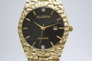New Elgin Diamond Date Gold Men Watch with Money Clip Boxed Set   40mm 