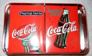 Coke Coca Cola Playing Cards Collector Tin & 2 Decks Collectible 