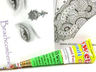 Natural Mehndi HENNA Tattoo Paste Cone & Design Book  